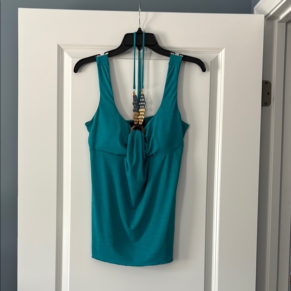 Byer California Tops - Byer California Blue Sleeveless Tie Front Tank Top
